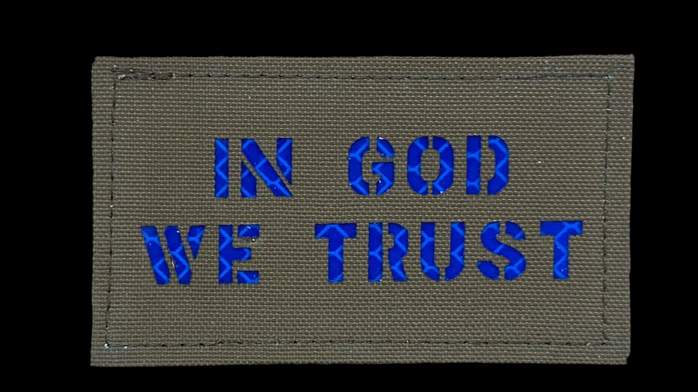 In God We Trust quote patch, 3.5x2 inch, patriotic faith, velcro backed