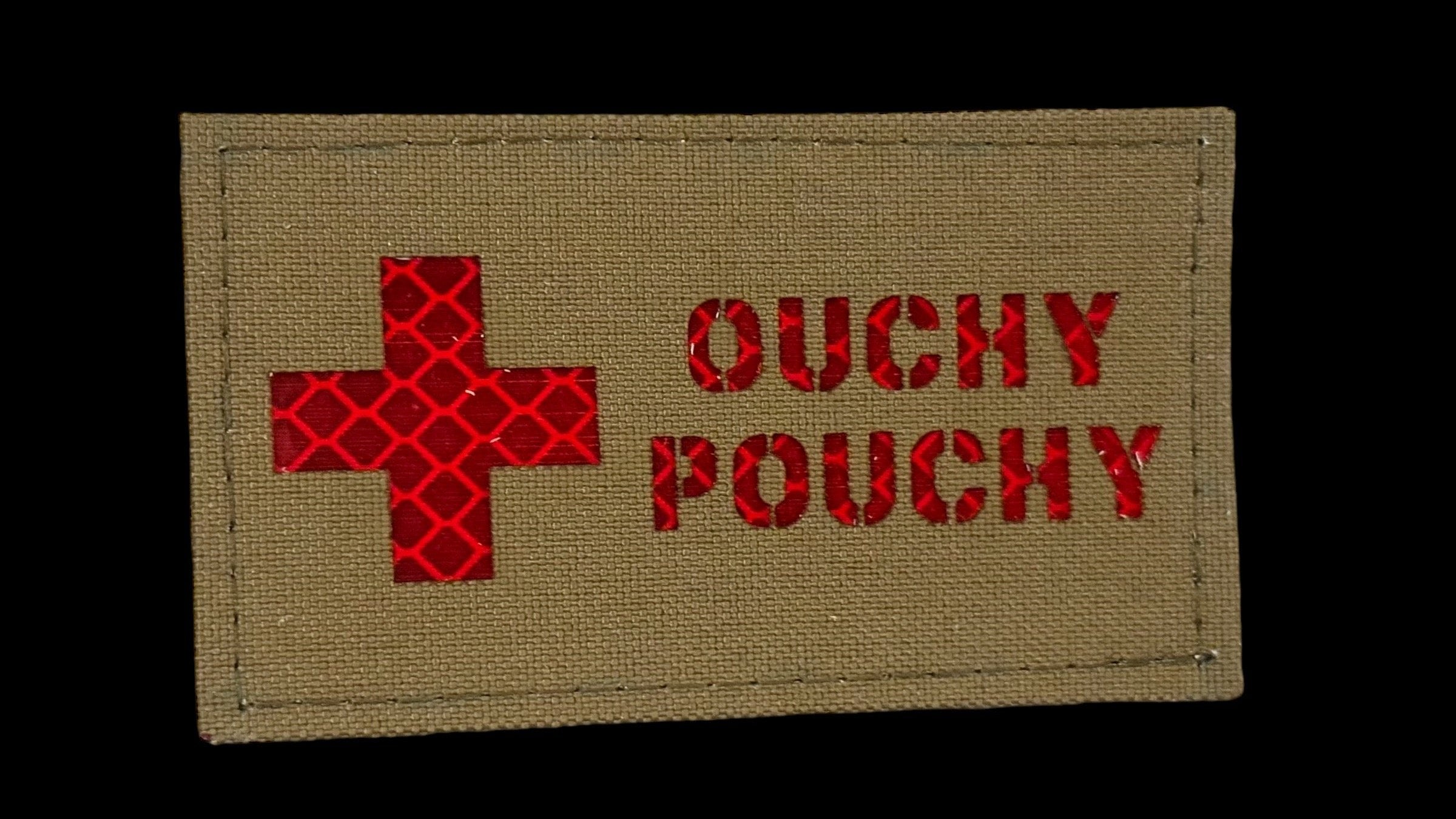 Ouchy Pouchy patch, 3.5x2 inch, funny medical humor, velcro backed