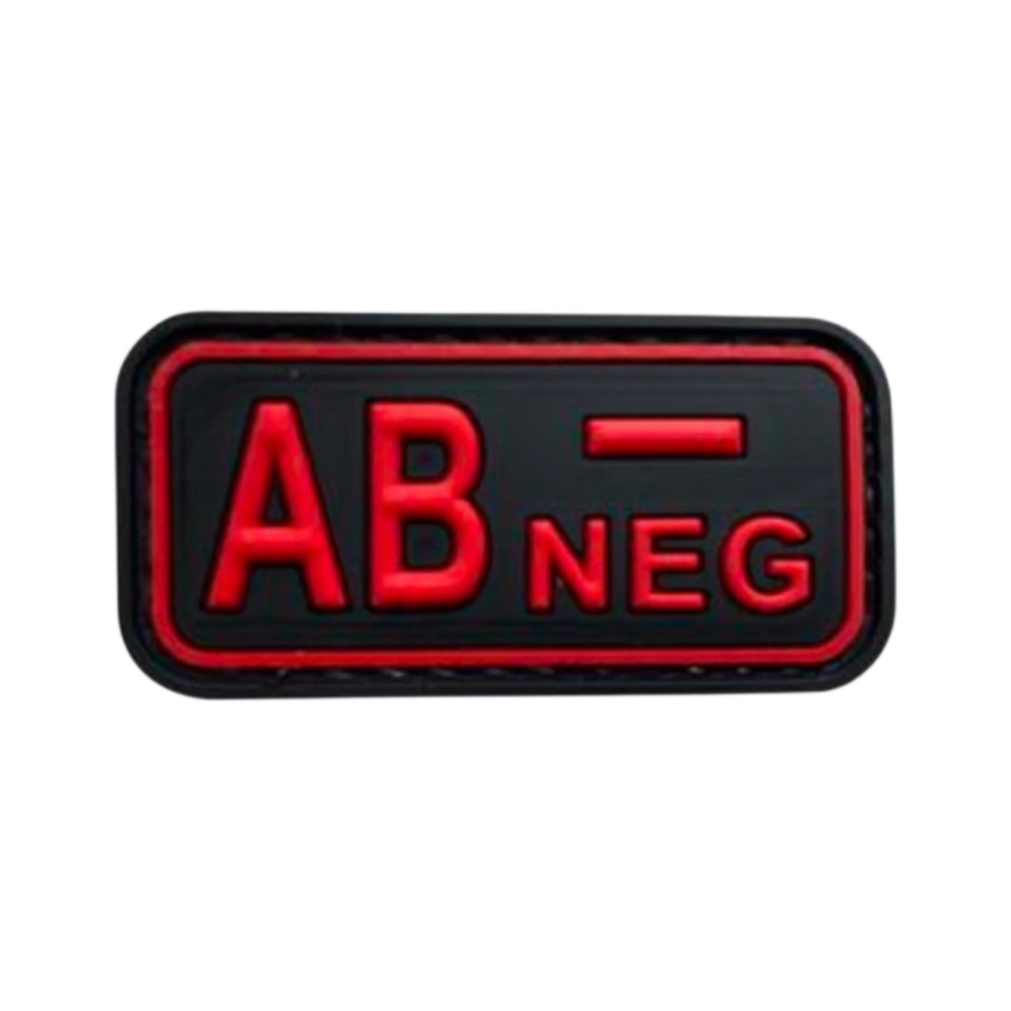 Blood Type Red Black Small Rectangle PVC patch, 2x1 inch, high visibility, velcro backed