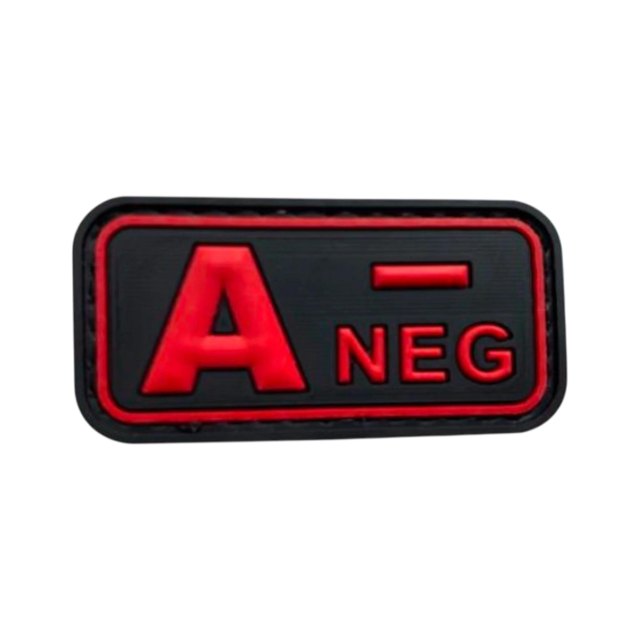 Blood Type Red Black Small Rectangle PVC patch, 2x1 inch, high visibility, velcro backed