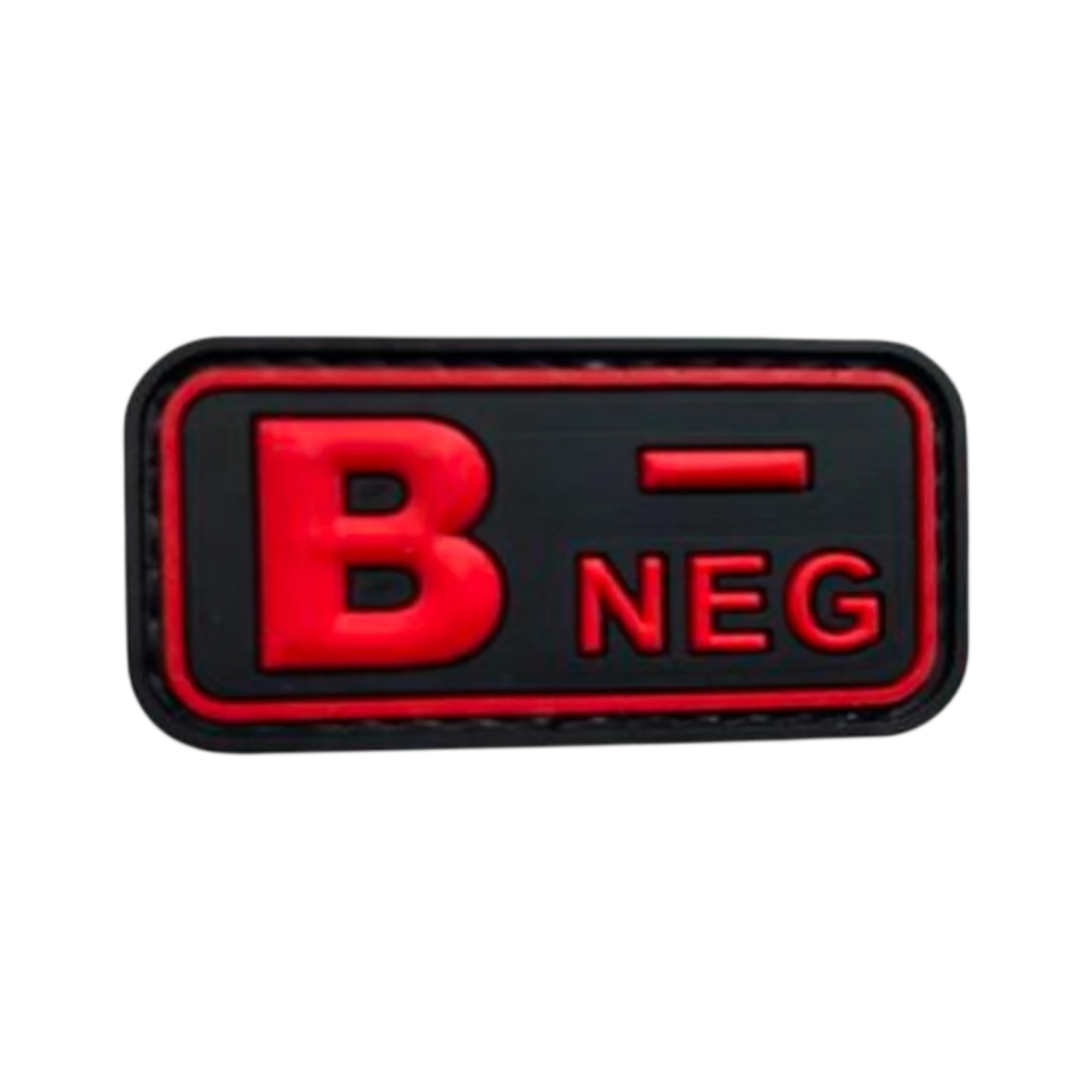 Blood Type Red Black Small Rectangle PVC patch, 2x1 inch, high visibility, velcro backed