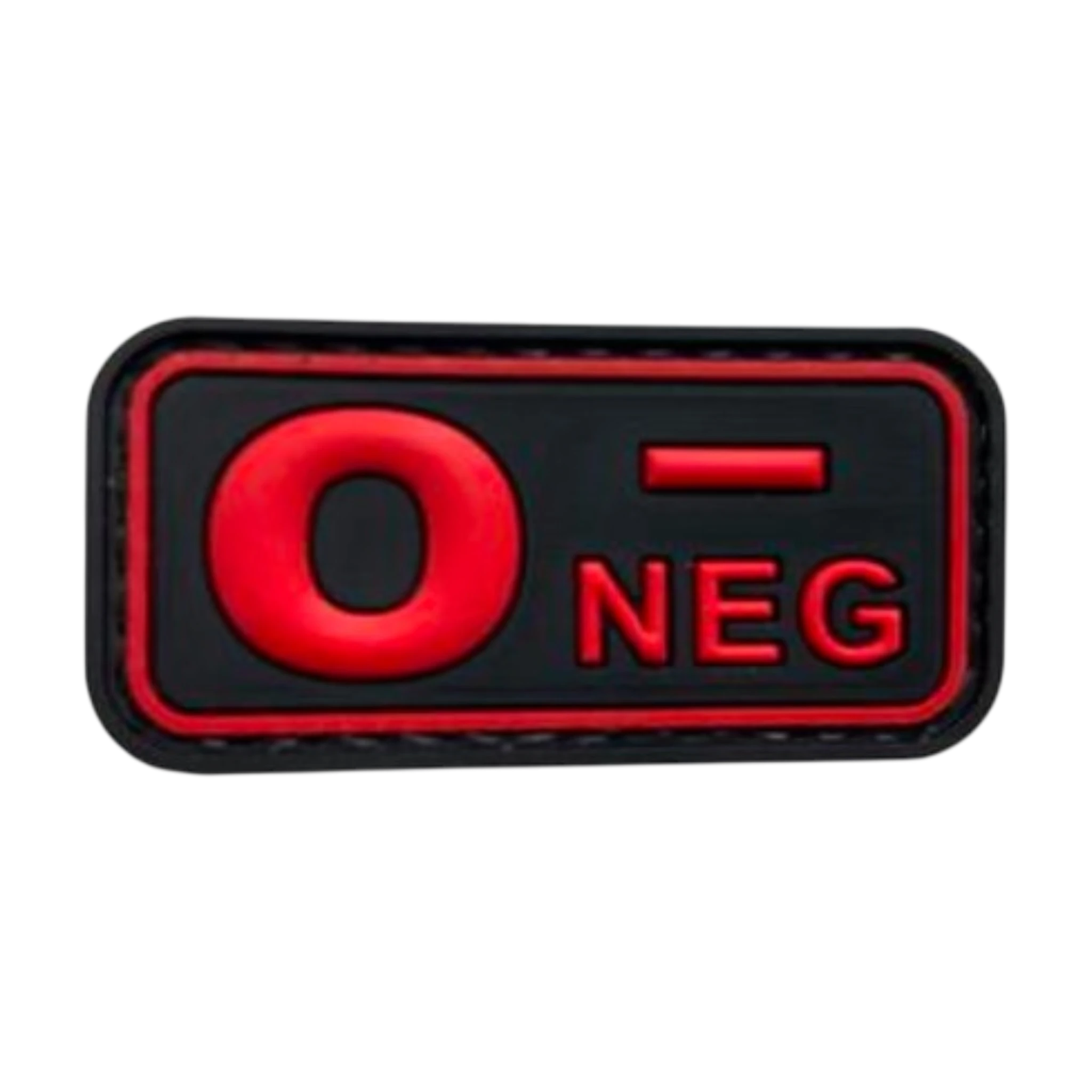 Blood Type Red Black Small Rectangle PVC patch, 2x1 inch, high visibility, velcro backed
