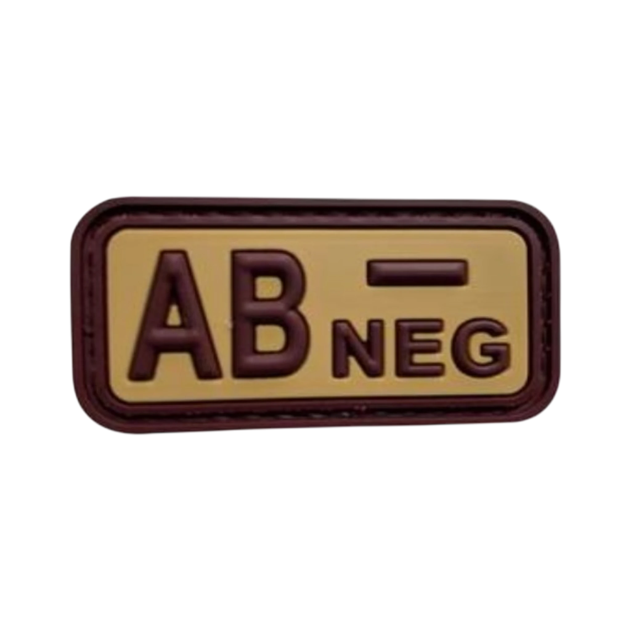 Blood Type Brown Tan Small Rectangle PVC patch, 2x1 inch, desert subdued, velcro backed
