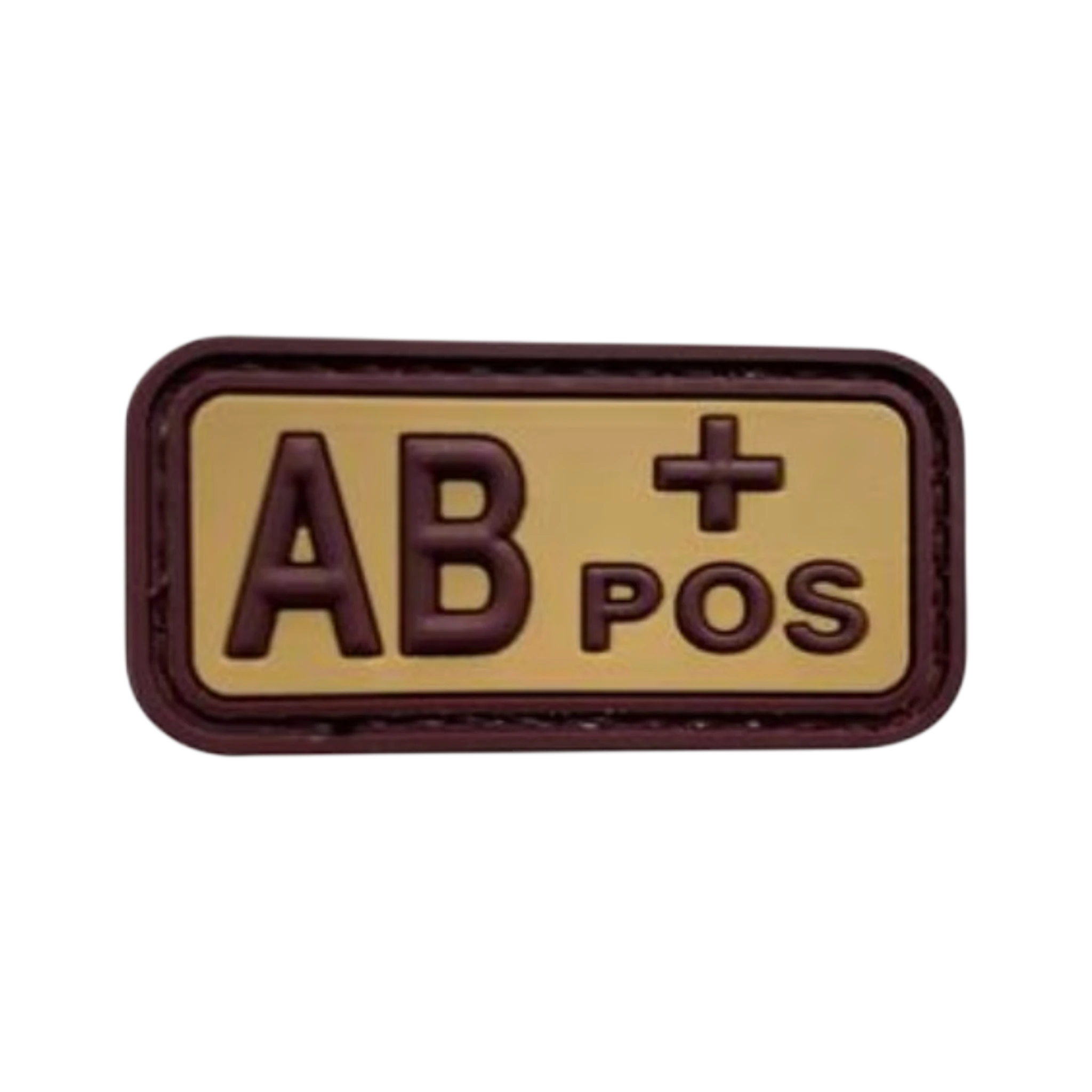 Blood Type Brown Tan Small Rectangle PVC patch, 2x1 inch, desert subdued, velcro backed