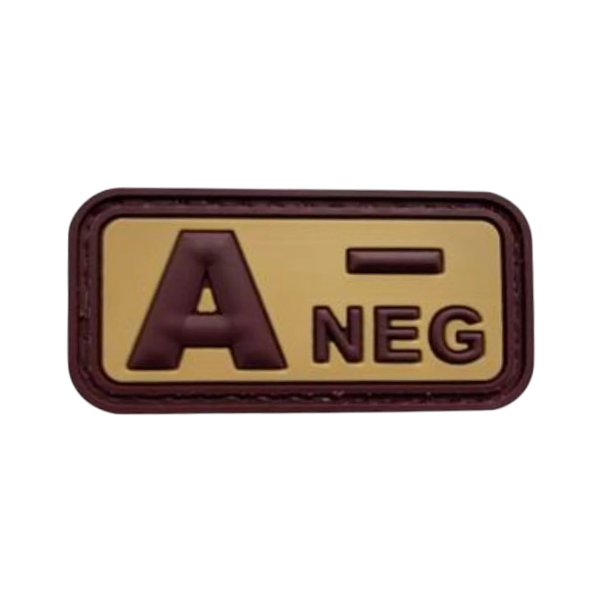 Blood Type Brown Tan Small Rectangle PVC patch, 2x1 inch, desert subdued, velcro backed