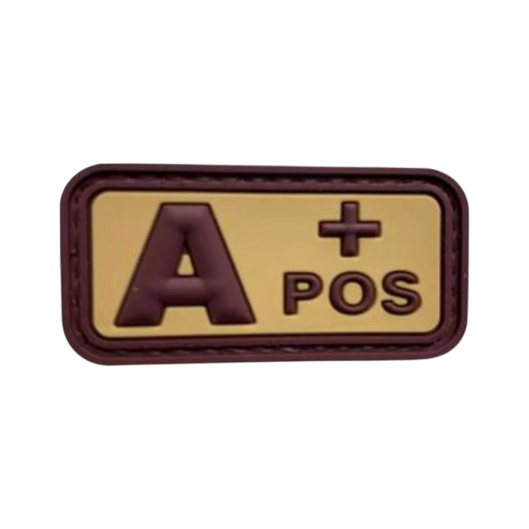 Blood Type Brown Tan Small Rectangle PVC patch, 2x1 inch, desert subdued, velcro backed
