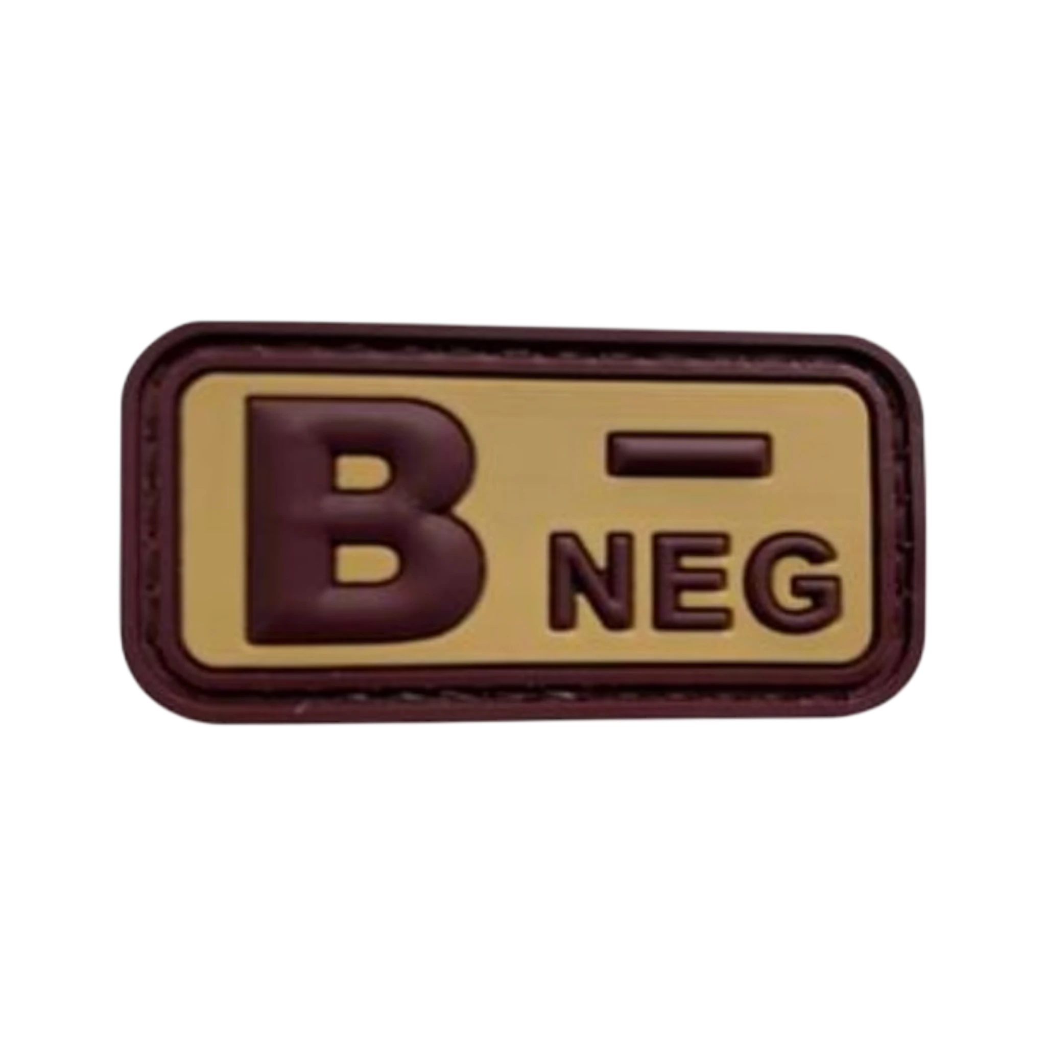 Blood Type Brown Tan Small Rectangle PVC patch, 2x1 inch, desert subdued, velcro backed