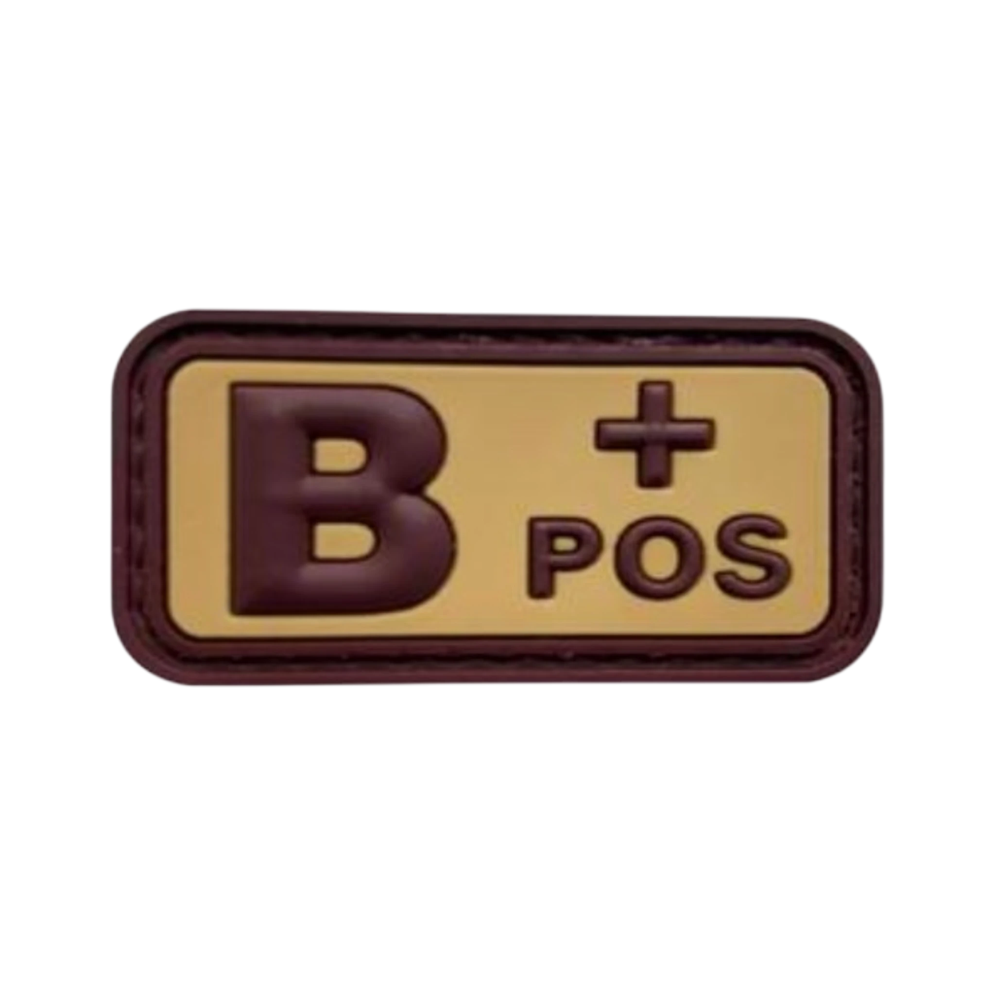Blood Type Brown Tan Small Rectangle PVC patch, 2x1 inch, desert subdued, velcro backed