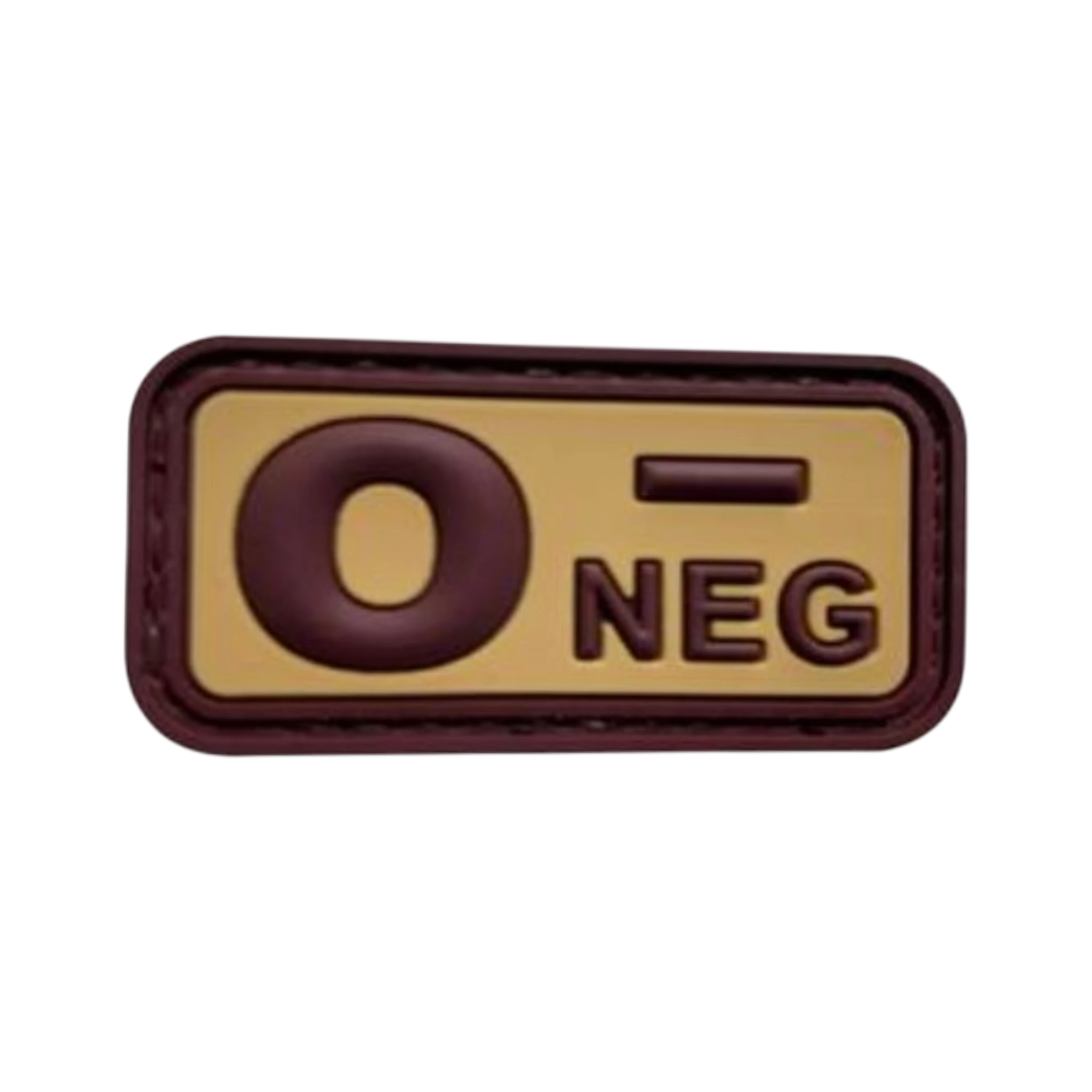 Blood Type Brown Tan Small Rectangle PVC patch, 2x1 inch, desert subdued, velcro backed