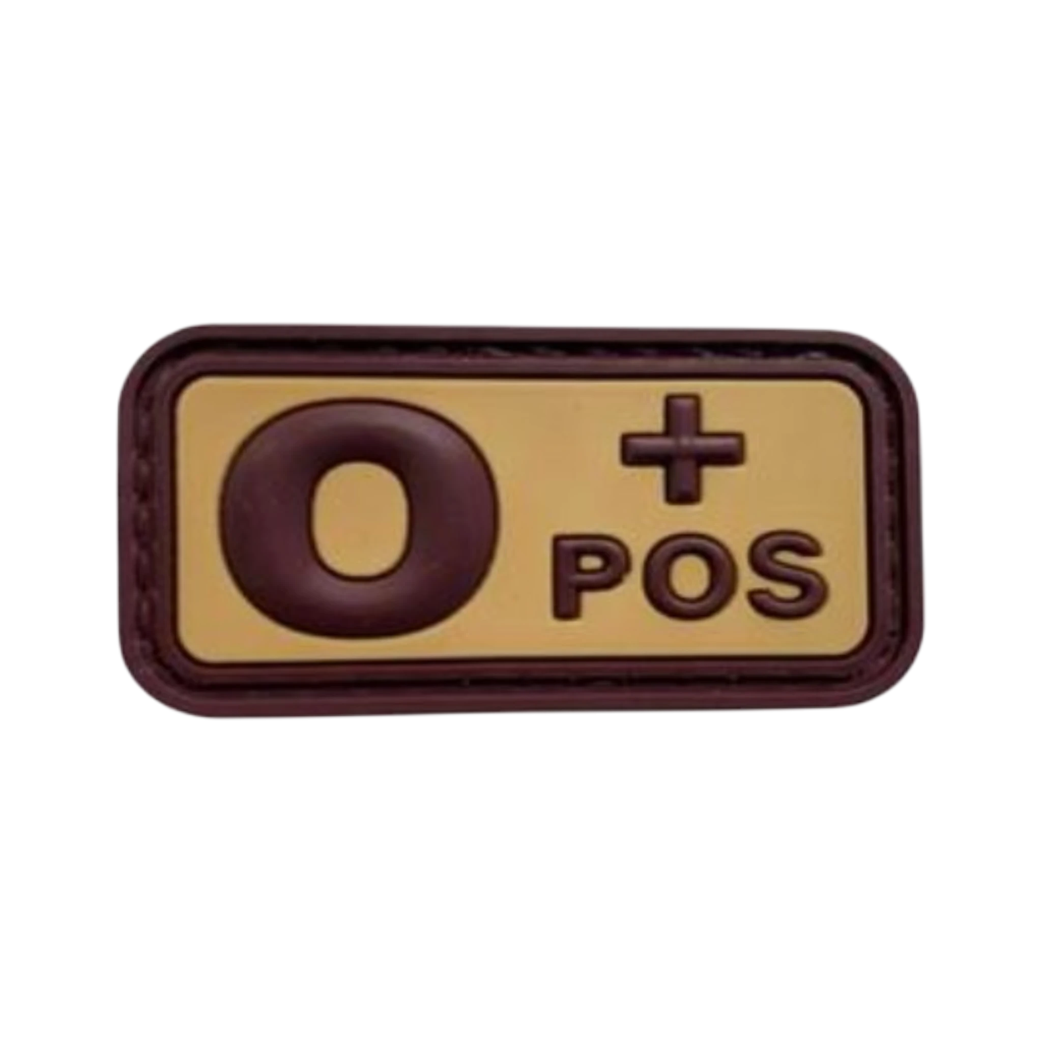 Blood Type Brown Tan Small Rectangle PVC patch, 2x1 inch, desert subdued, velcro backed